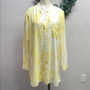 Soft Surroundings Crepe Costa Del Sol Tunic Long Sleeve Button Front Blouse L